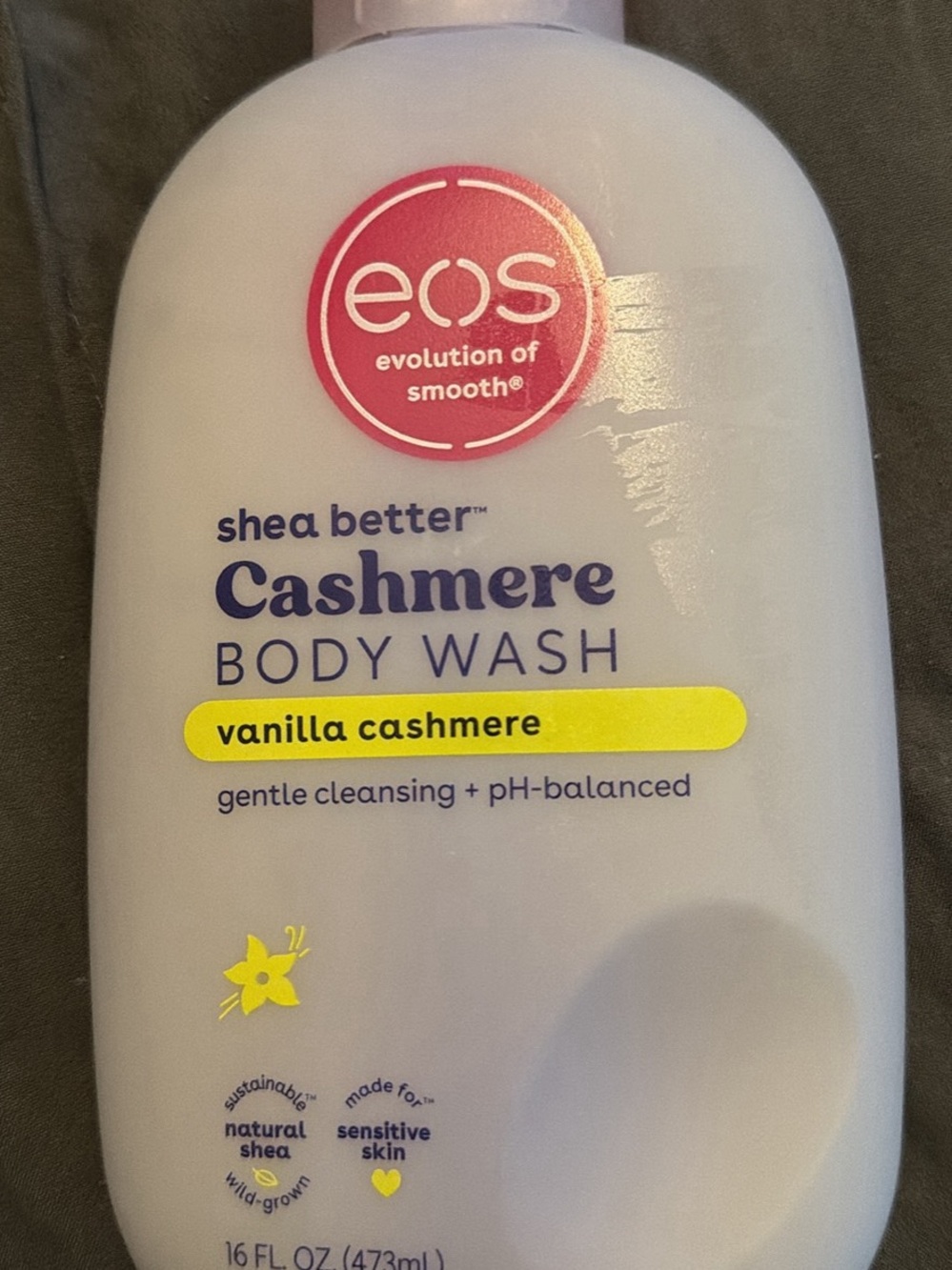 eos Cashmere Body Wash in White with Yellow Accent
